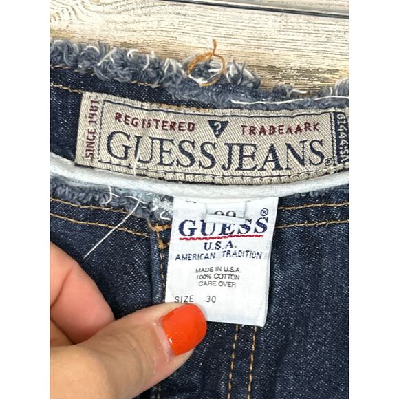 Guess womens 30 Y2K Vintage Distressed Mid Rise Raw Hemline Denim Jeans Pant - Picture 5 of 7